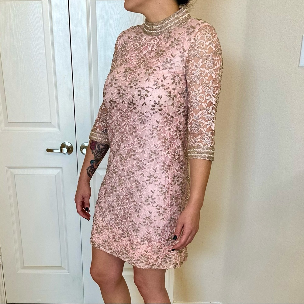 Vintage glam beaded and lace shift dress